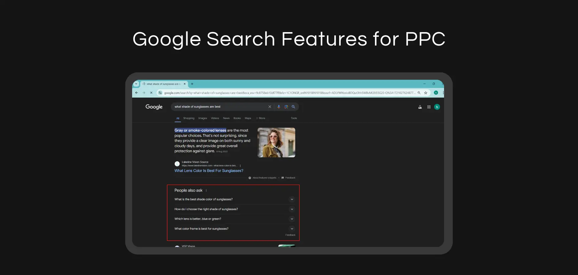 Use Google search features for PPC